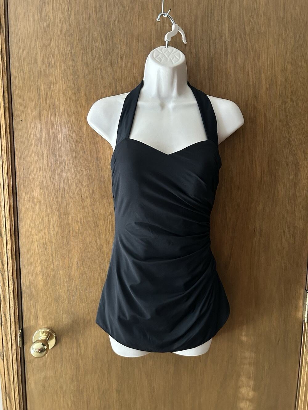 Lands End size 6L 6 Long One Piece Swimsuit Swim Bathing Suit Black B26
